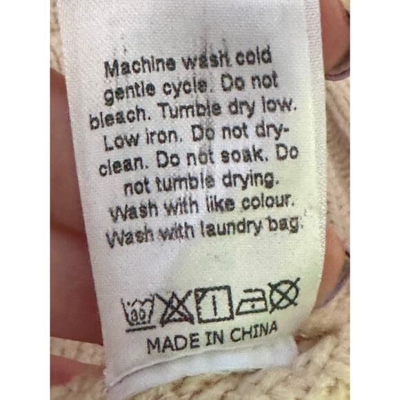 Beige Aran cable knit long sleeves sweater size M - Picture 4 of 8